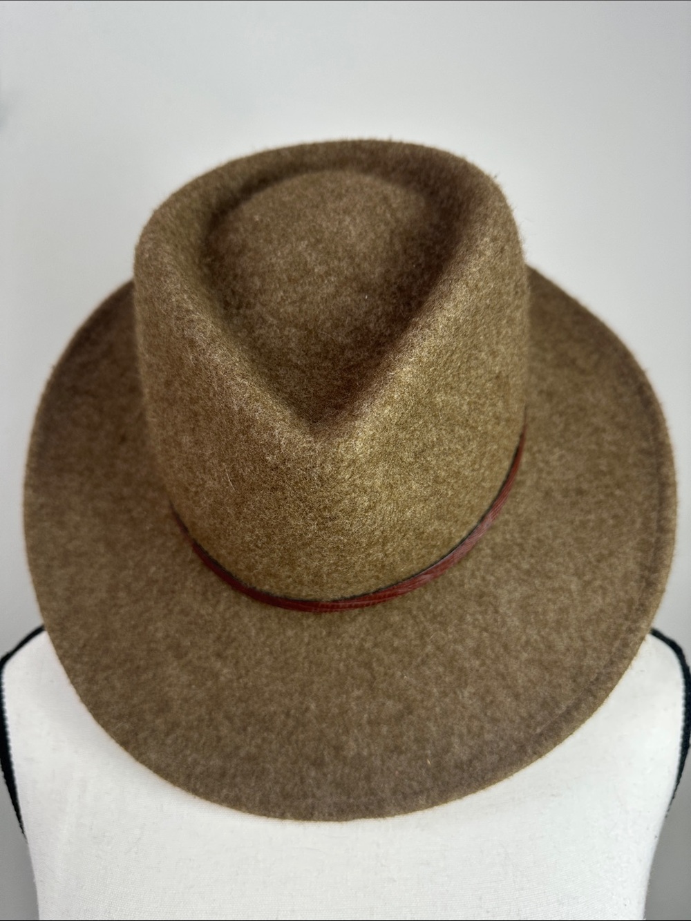 Vintage Dorfman Pacific 100% Wool Fedora Outback Hat Brown Leather Band - Picture 4 of 10